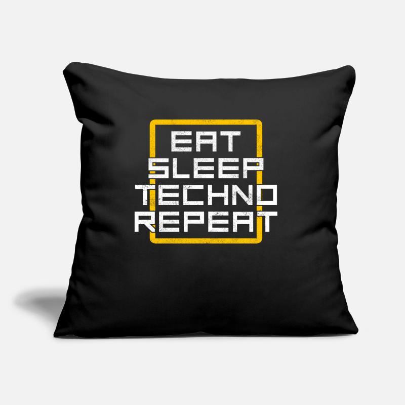 eat sleep techno repeat Sofakissen mit Füllung 45 x 45 cm