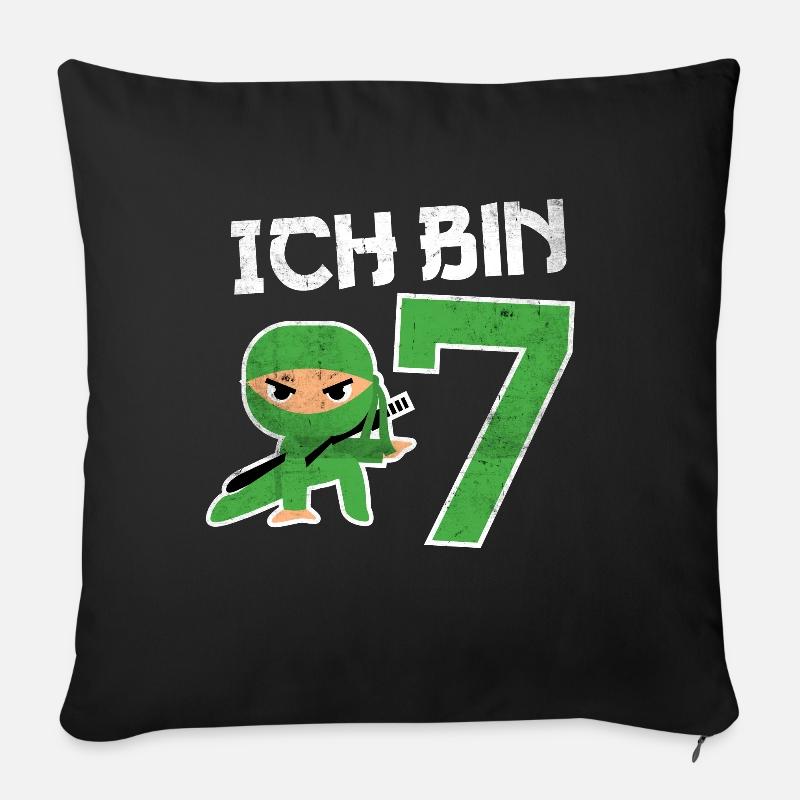 7. Geburtstag Ninja 7 Jahre Kindergeburtstag - Sofakissen mit Füllung 45 x 45 cm - Schwarz