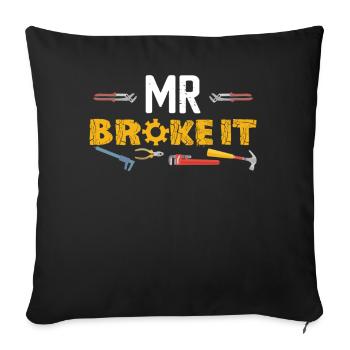 Mr Broke It Mécanicien Papa Fils - Coussin et housse de 45 x 45 cm - noir - Devant
