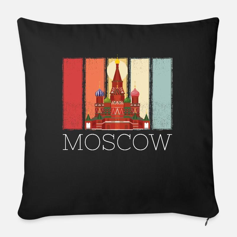 Cathédrale de Moscou Basile Russie Rétro - Coussin et housse de 45 x 45 cm - noir