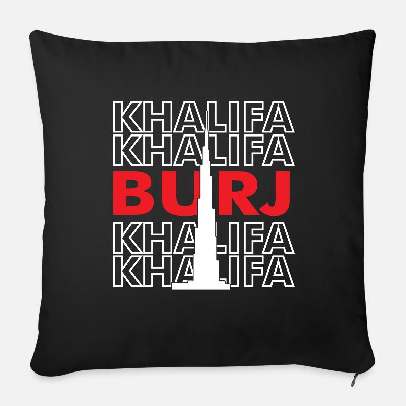 Burj Khalifa EAU Moyen-Orient Dubaï Désert - Coussin et housse de 45 x 45 cm - noir