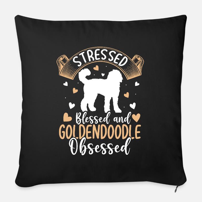 Blessed Goldendoodle Possessed Funny - Sofa pillow with filling 45cm x 45cm - black