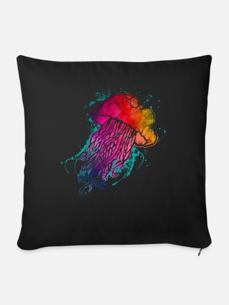 Bunte Qualle - Sofakissen mit Füllung 45 x 45 cm - Schwarz