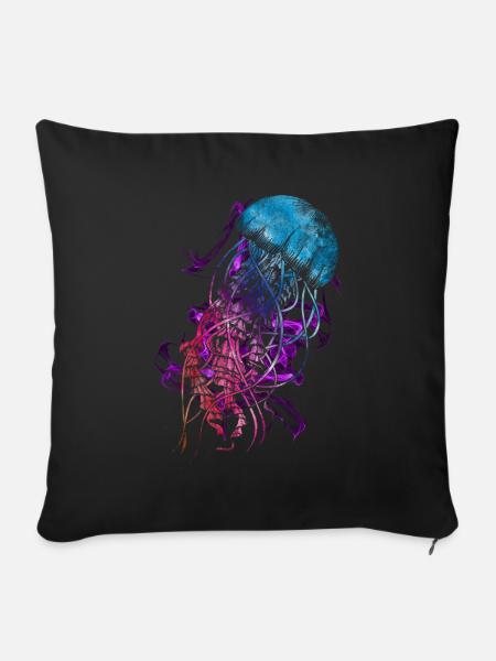 Bunte Qualle - Sofakissen mit Füllung 45 x 45 cm - Schwarz