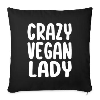 Crazy Vegan Lady - Coussin et housse de 45 x 45 cm - noir - Devant