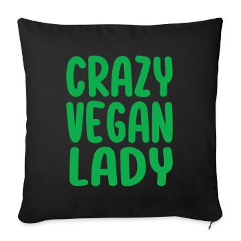 Crazy Vegan Lady - Coussin et housse de 45 x 45 cm - noir - Devant