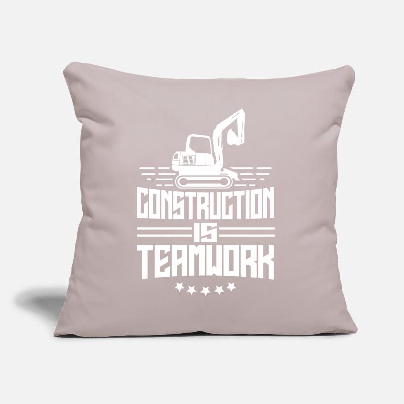 Construction work is teamwork Teamwork Construction Construction site Sofa pillow with filling 45cm x 45cm