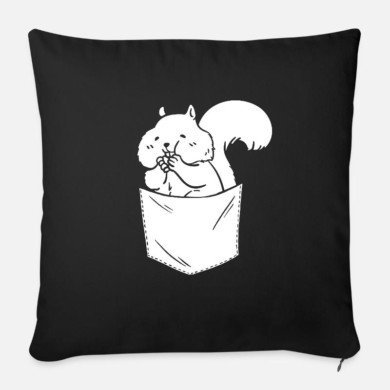 Lustiges Eichhörnchen, Eichhörnchen, niedliches - Sofakissen mit Füllung 45 x 45 cm - Schwarz