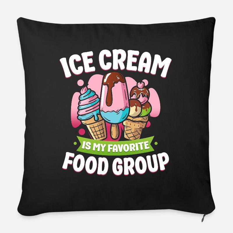 Crème glacée Cone Popsicle Crème glacée - Coussin et housse de 45 x 45 cm - noir