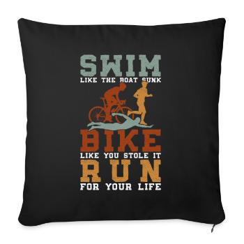 Triathlon Training Triathlet Geschenk - Sofakissen mit Füllung 45 x 45 cm - Schwarz - Vorne