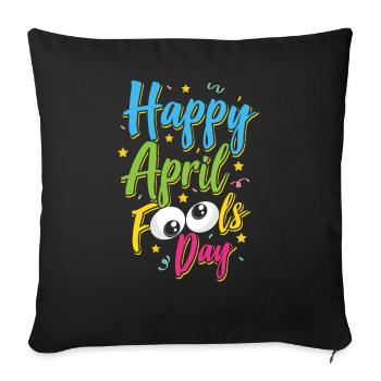 Joyeux poisson d’avril Jour de la blague Sarcastique Avril - Coussin et housse de 45 x 45 cm - noir - Devant