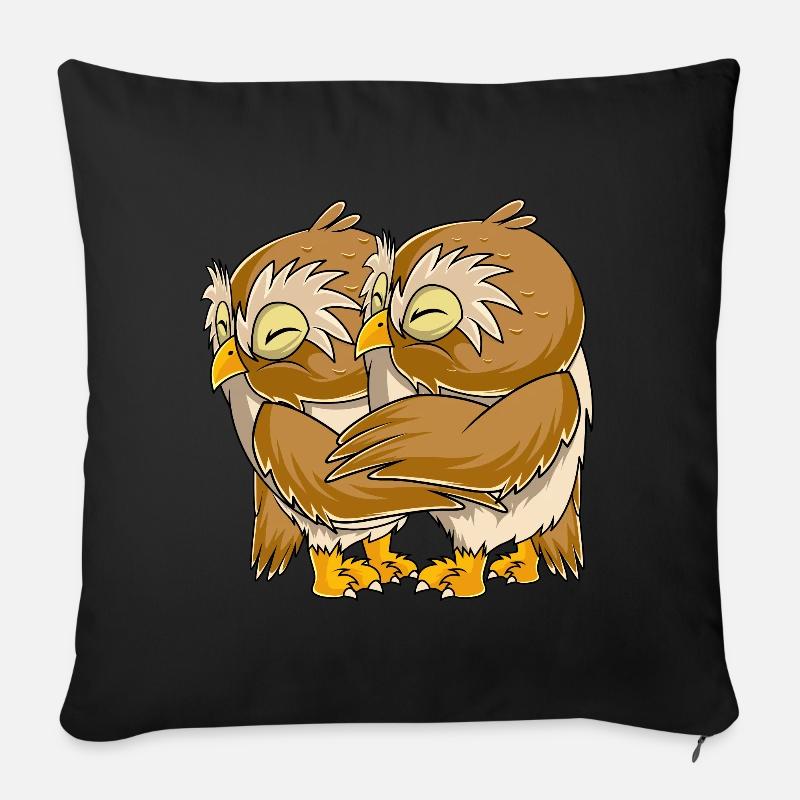 Eulen Kinder Damen Mädchen Eule - Sofakissen mit Füllung 45 x 45 cm - Schwarz