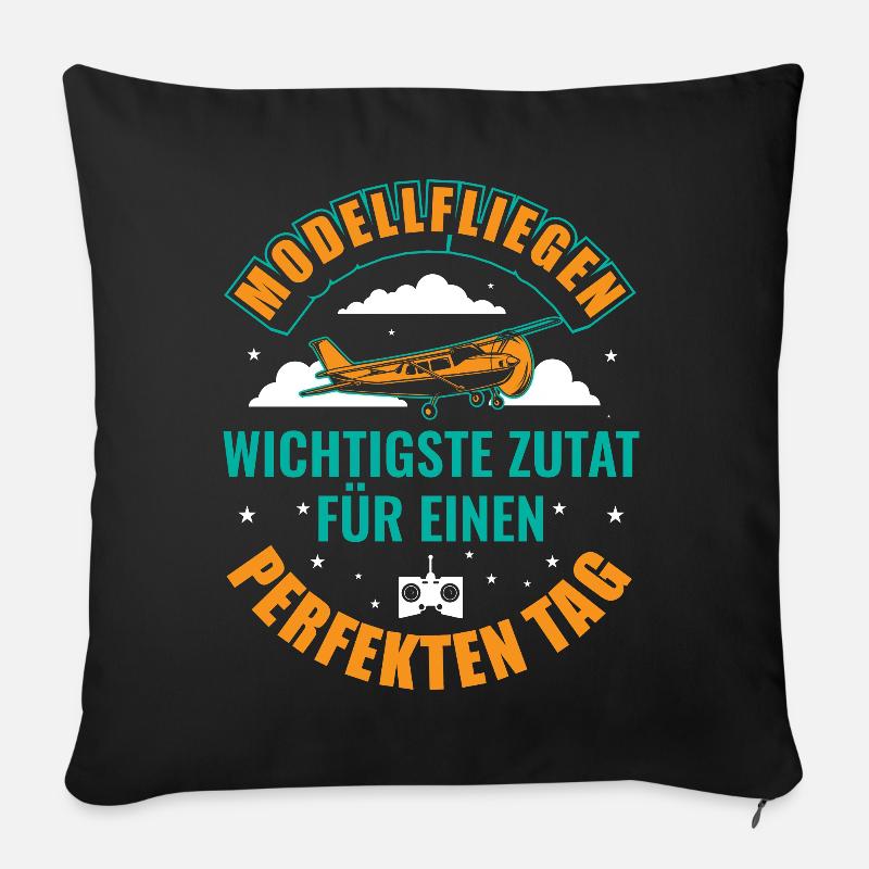 Modellflugzeug Flieger Flugzeug Pilot Modellflug - Sofakissen mit Füllung 45 x 45 cm - Schwarz