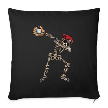 Skeleton Baseball Baseball Gant De Baseball Danse Dabbing - Coussin et housse de 45 x 45 cm - noir - Devant