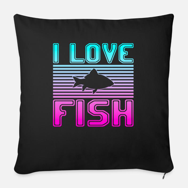 J’adore le poisson - Coussin et housse de 45 x 45 cm - noir