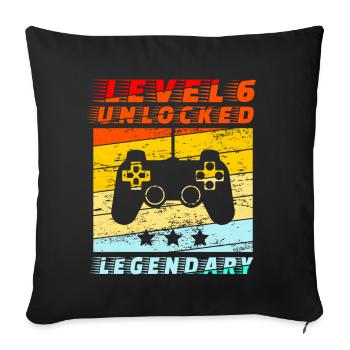 6ème anniversaire Niveau 6 débloqué - Coussin et housse de 45 x 45 cm - noir - Devant