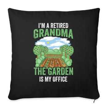 I am a retired grandmother garden grandma - Sofa pillow with filling 45cm x 45cm - black - Front