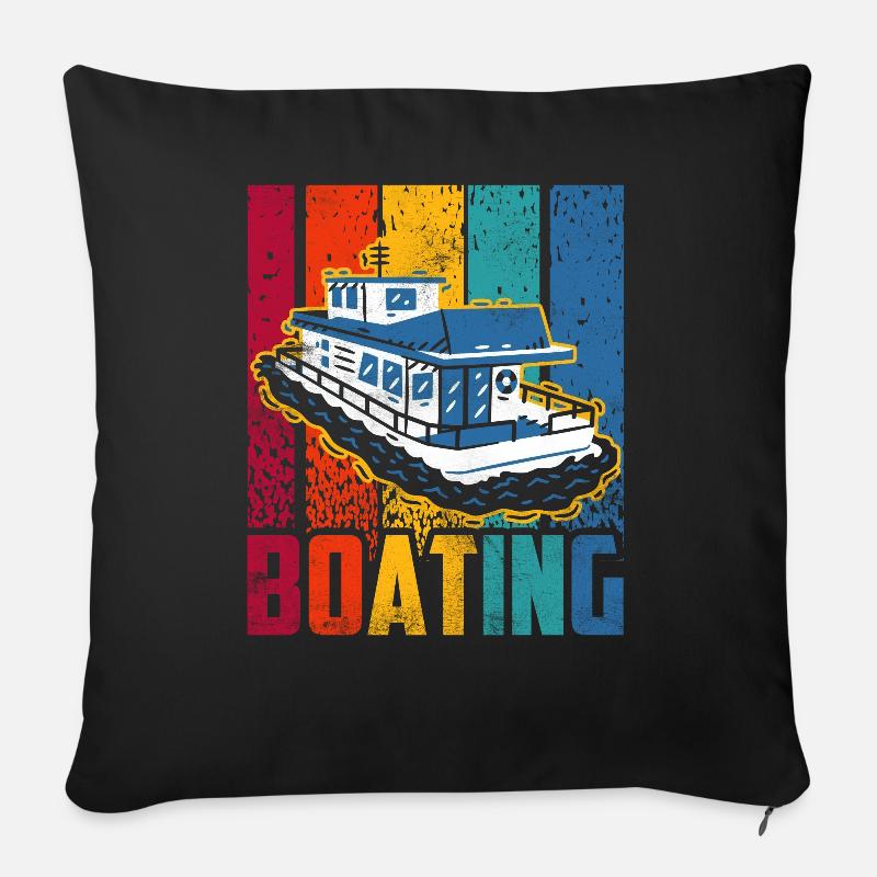 Bootfahren Segelboot Schiff Boot Yacht - Sofakissen mit Füllung 45 x 45 cm - Schwarz