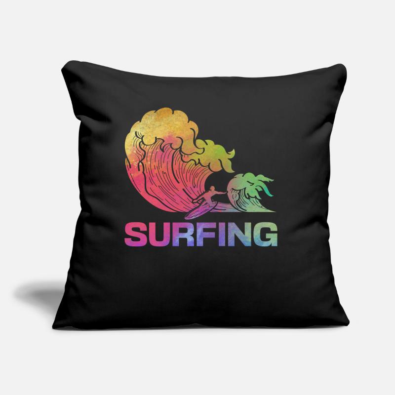 Surf Eau Surf Surf Surf Surfer Wave Coussin et housse de 45 x 45 cm