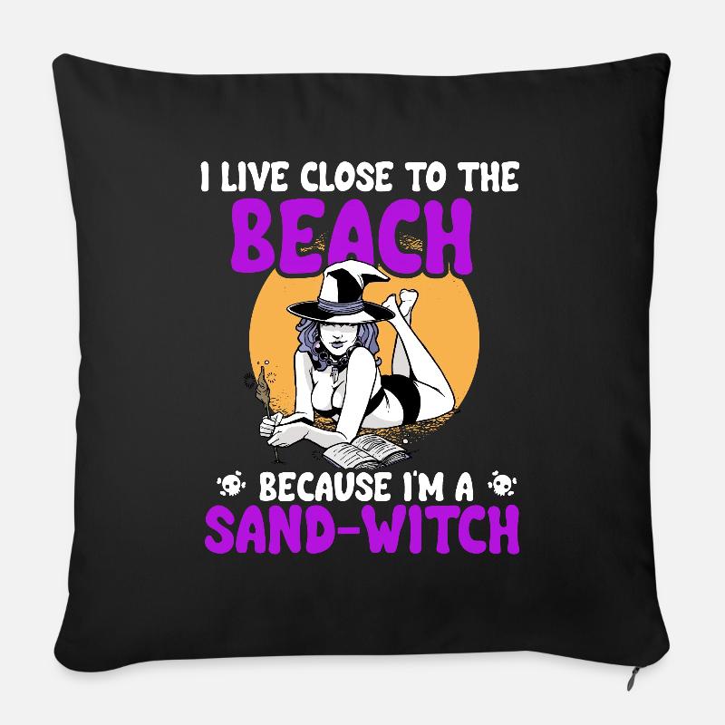 Je suis une sorcière de sable d’Halloween - Coussin et housse de 45 x 45 cm - noir
