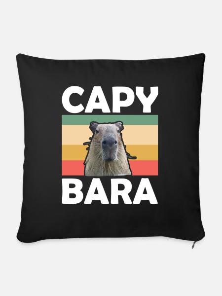 Retro Capybara Wasserschwein - Sofakissen mit Füllung 45 x 45 cm - Schwarz