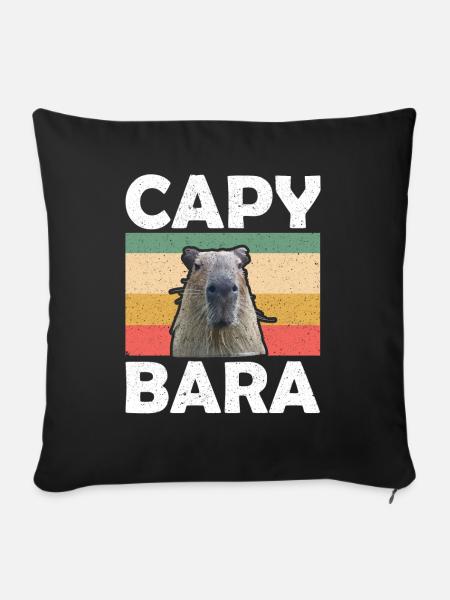 Retro Capybara Wasserschwein - Sofakissen mit Füllung 45 x 45 cm - Schwarz