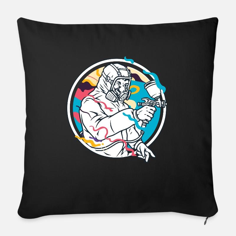 Painter Paint Gun - Sofa pillow with filling 45cm x 45cm - black