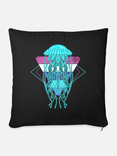 Bunte Qualle - Sofakissen mit Füllung 45 x 45 cm - Schwarz