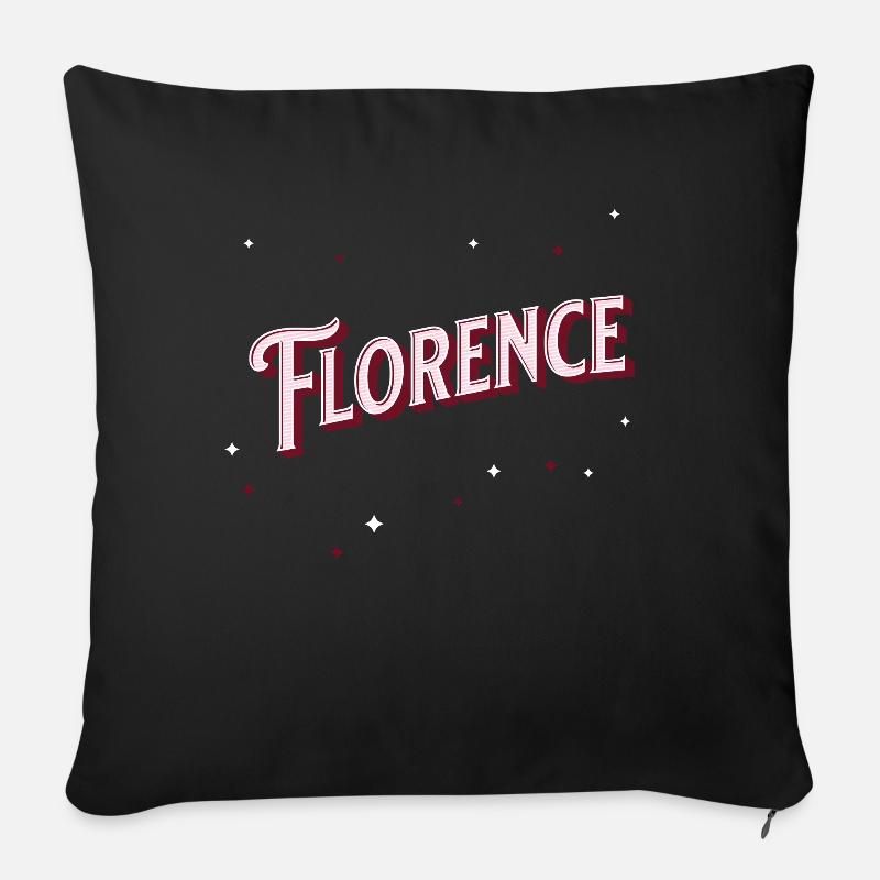 Florence name personalized - Sofa pillow with filling 45cm x 45cm - black