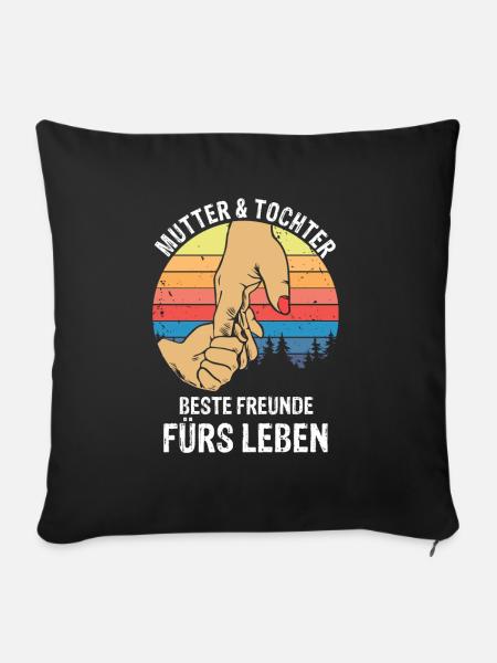 Mutter und Tochter - Sofakissen mit Füllung 45 x 45 cm - Schwarz