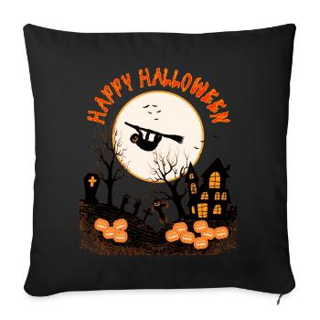 HAPPY HALLOWEEN FAULTIER IM MONDSCHEIN - Sofakissen mit Füllung 45 x 45 cm - Schwarz - Vorne