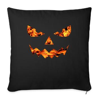HALLOWEEN FIRE FACE GRIMACE FROM PUMPKIN - Sofa pillow with filling 45cm x 45cm - black - Front