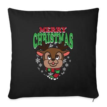 Doux renne Joyeux Noël Noël Avent - Coussin et housse de 45 x 45 cm - noir - Devant