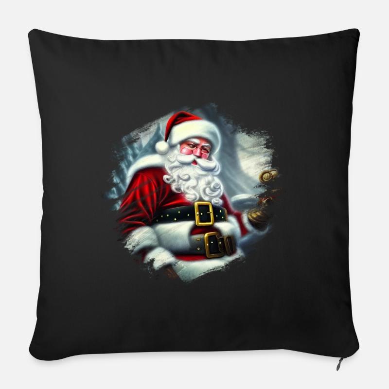 Weihnachtsmann - Sofakissen mit Füllung 45 x 45 cm - Schwarz