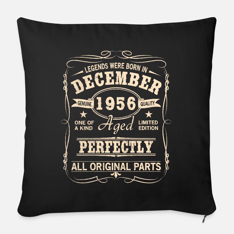 Millésime Décembre 1956 Anniversaire - Coussin et housse de 45 x 45 cm - noir