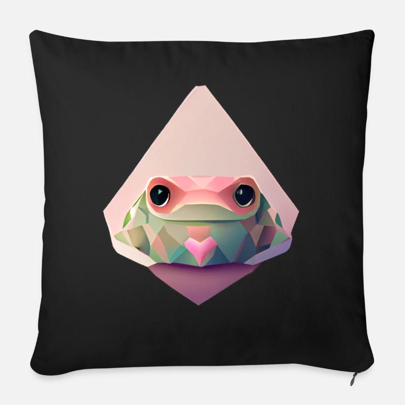 Polygon Frosch süße niedrige Poly -Kröte - Sofakissen mit Füllung 45 x 45 cm - Schwarz
