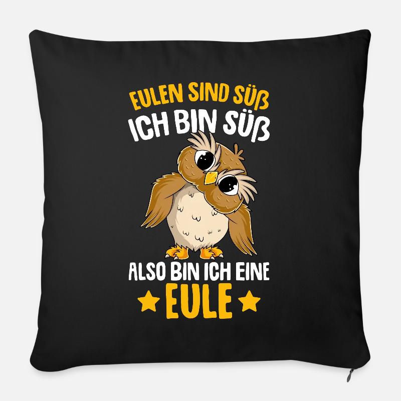Eulen sind süß Kinder Mädchen Eule - Sofakissen mit Füllung 45 x 45 cm - Schwarz