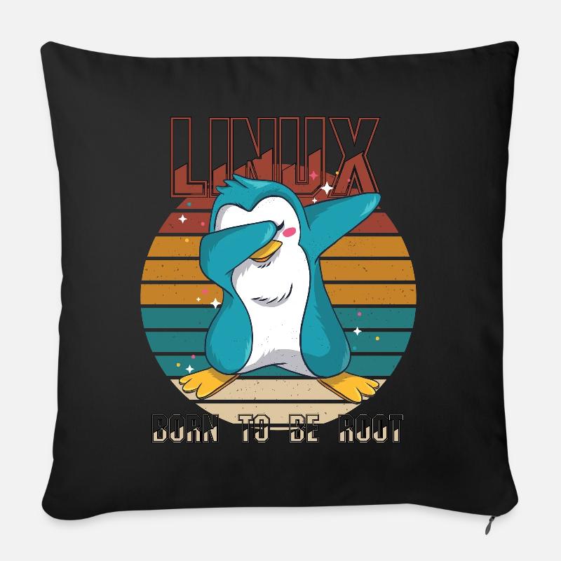 Geek Born To Be Root Linux Penguin Nerd Programmer - Sofakissen mit Füllung 45 x 45 cm - Schwarz