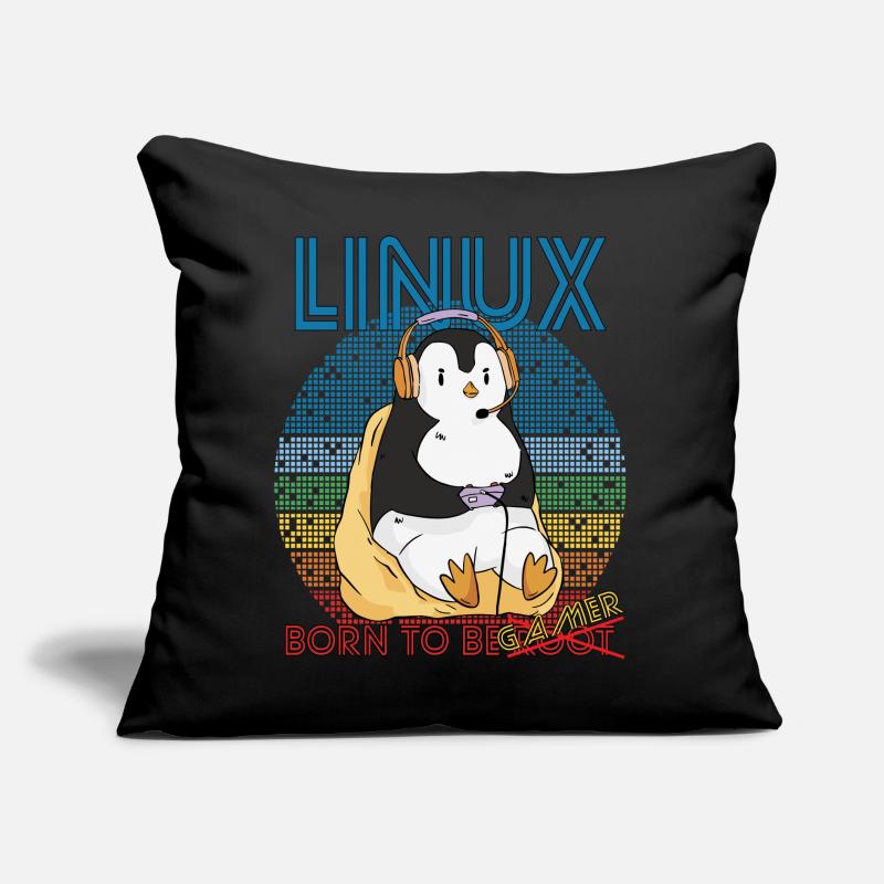 Gamer Linux Born To Be Root Geek Game Programmer A Coussin et housse de 45 x 45 cm