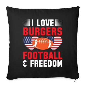 I Love Burgers Football & Freedom - Sofakissen mit Füllung 45 x 45 cm - Schwarz - Vorne