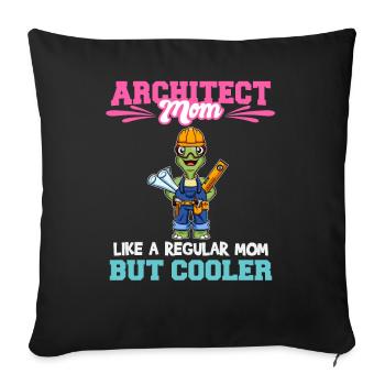 Architecte Maman comme une maman régulière mais plus cool - Coussin et housse de 45 x 45 cm - noir - Devant