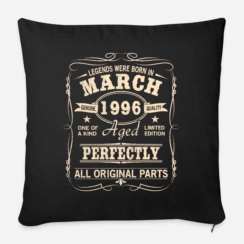 Millésime Mars 1996 Anniversaire - Coussin et housse de 45 x 45 cm - noir