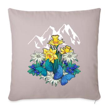 Autriche Tyrol printemps Nature Alm Gentiane Fleurs - Coussin et housse de 45 x 45 cm - taupe clair - Devant