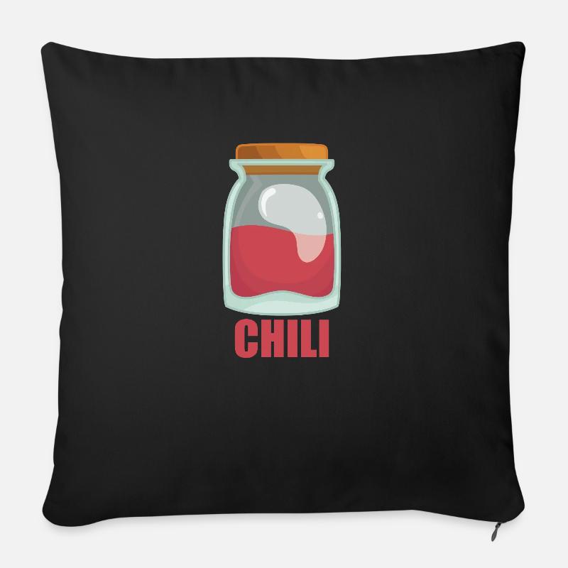 Chili Gewürz Essen Geschmack Kochen - Sofakissen mit Füllung 45 x 45 cm - Schwarz