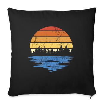 RETRO WALD MIT SEE IM SONNENUNTERGANG VINTAGE - Sofakissen mit Füllung 45 x 45 cm - Schwarz - Vorne