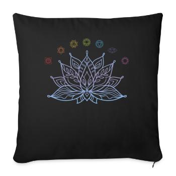 Chakras de fleur de lotus alignés pour les amateurs de yoga - Coussin et housse de 45 x 45 cm - noir - Devant