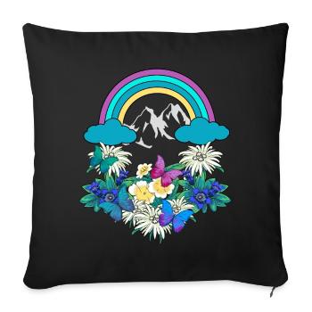 Autriche Tyrol Printemps arc-en-ciel Nature Alm - Coussin et housse de 45 x 45 cm - noir - Devant