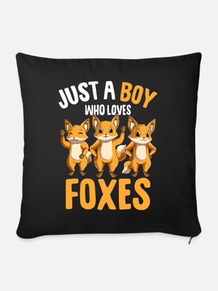 Fuchs Junge Kinder - Sofakissen mit Füllung 45 x 45 cm - Schwarz