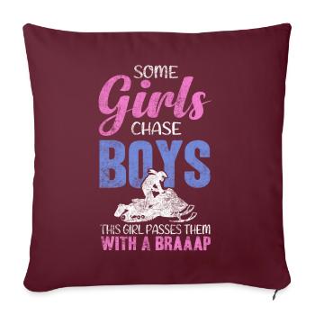 This Girl Passes Boys with Braaaap Snowmobile - Sofa pillow with filling 45cm x 45cm - burgundy - Front