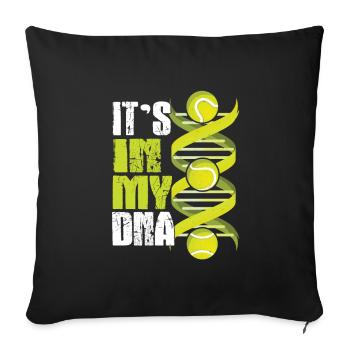 Tennis ADN Balles de tennis Sport Joueur de tennis Dicton - Coussin et housse de 45 x 45 cm - noir - Devant